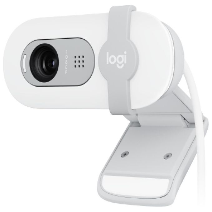 Logitech 960-001617 Brio 100 Webcam Full HD 1080p con Microfono Integrato e Copriobiettivo per Privacy colore Bianco