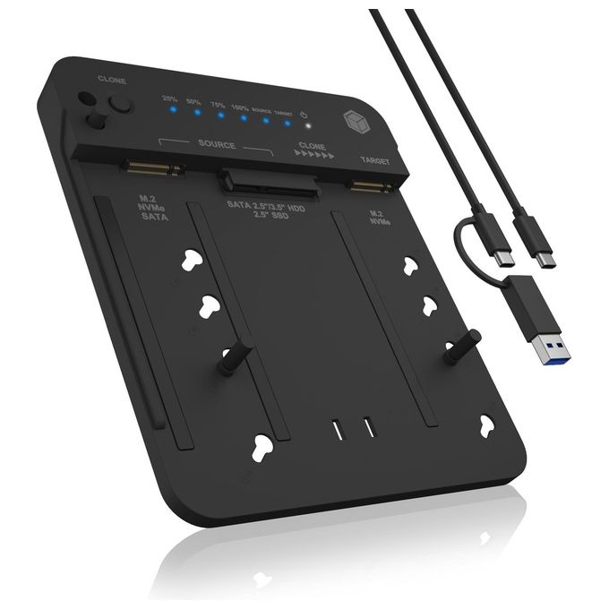 ICY BOX IB-2913MCL-C31 Docking e Clone Station HDD SSD M.2 NVMe USB 3.2 Gen 2 Type-C 10 Gbit-s colore Nero