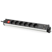 Digitus DA-70624 Ciabatta Multipresa Office 6 Prese 2 USB-A 18W 1 USB-C 20W cavo 1,5 m alluminio colore Nero Argento