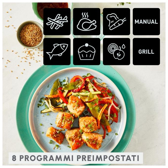 Moulinex EZ905D20 Friggitrice ad aria Doppio Cestello 8.3 L 2450 W 8 Programmi Display LCD colore Nero Inox