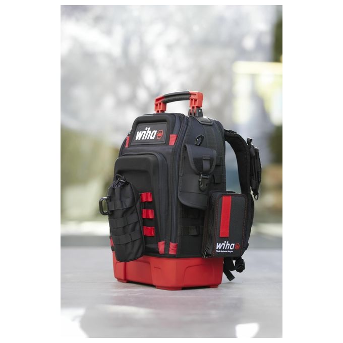 Wiha 45529 Zaino porta attrezzi 43 pezzi con scomparto laptop e sistema Molle colore Nero