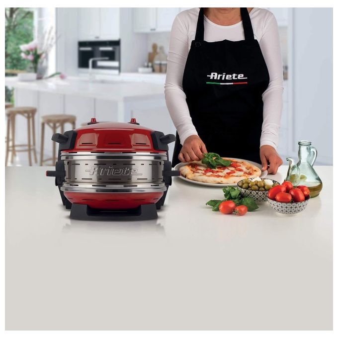 Ariete 927 Pizzeria Forno Pizza Doppio 2300 W 2 Pietre Refrattarie 32 cm 400°C 5 Livelli di Cottura colore Rosso