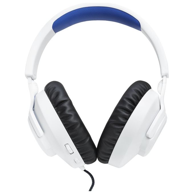 JBL JBLQ100PWHTBLU Quantum 100P Cuffie Gaming Over Ear con Filo Microfono Boom Rimovibile Audio 3D PS5 PS4 PC colore Bianco e Blu
