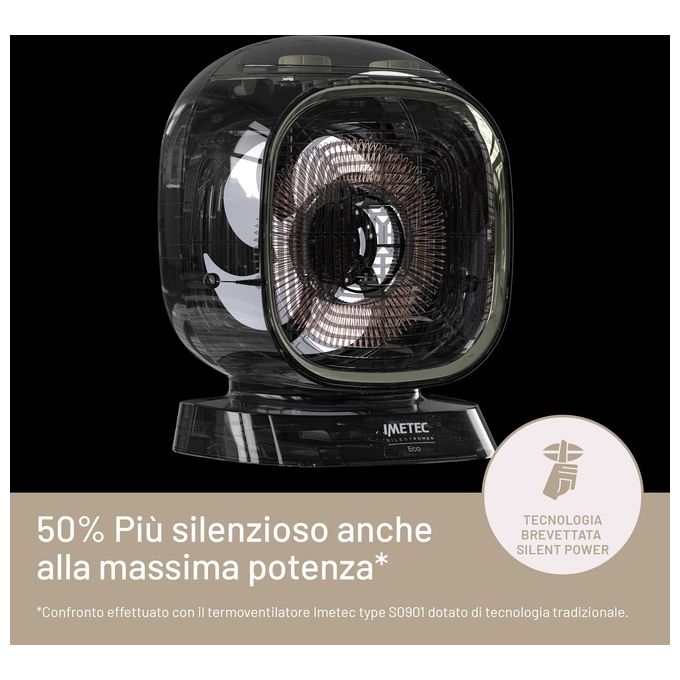 Imetec 4030 Silent Power Eco Termoventilatore 2100 W Silenzioso Timer Termostato Antigelo IP21 colore Verde Grigio