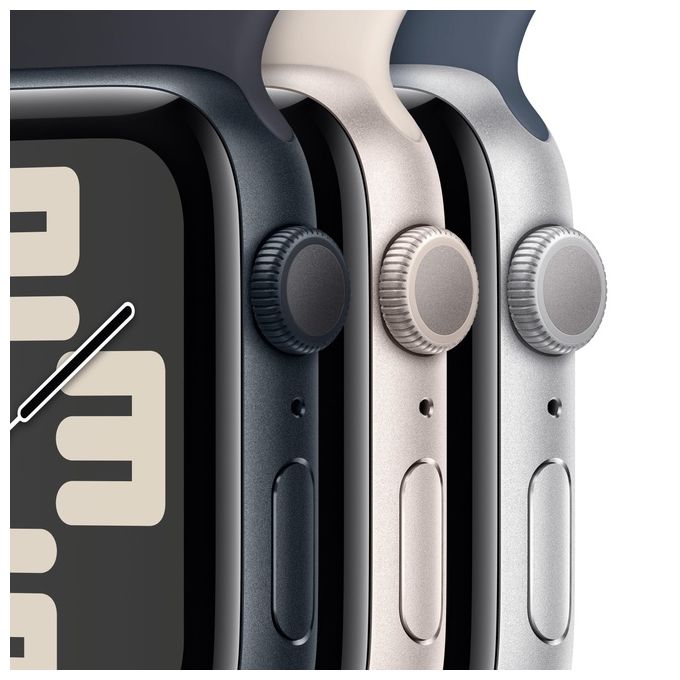 Apple MREC3QL-A Watch SE GPS Smartwatch 44mm Alluminio Rilevamento Incidenti Cadute SOS Cardiofrequenzimetro colore Argento Blu Tempesta