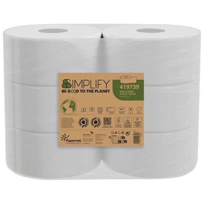 Papernet Confezione 6 Rotoli di Carta Igienica Jumbo Mini Simplify