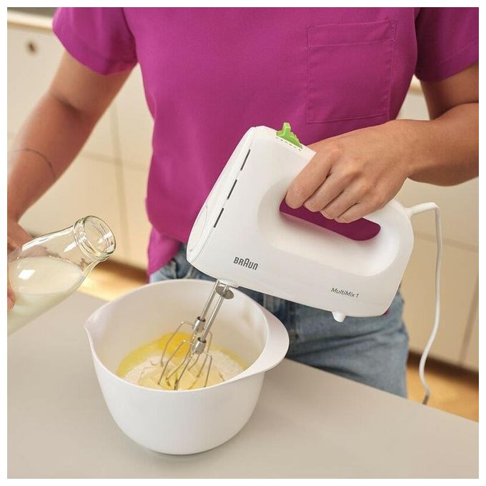 Braun HM1100WH Minipimer 5 Sbattitore Manuale 4 Velocita' Turbo FastMix EasyClic 450 W colore Bianco