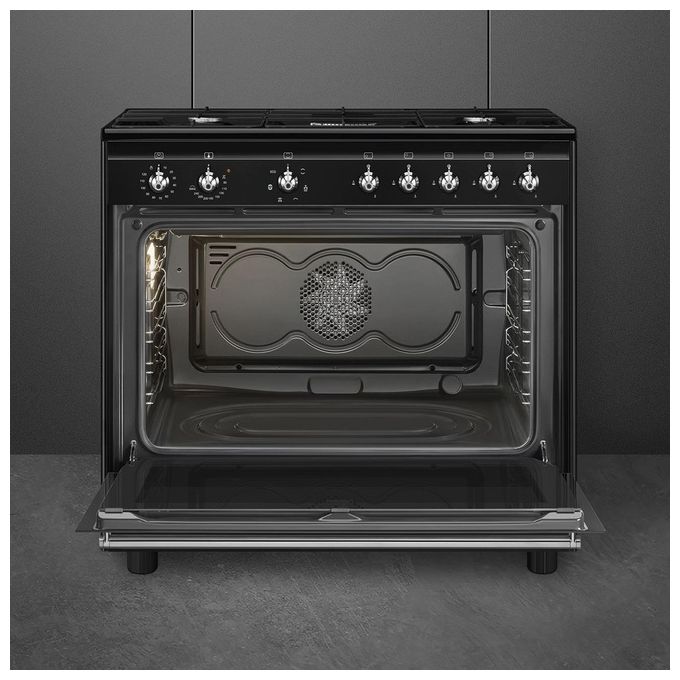 Smeg CX91GMBL Concerto Cucina Libera Installazione Gas 5 fuochi Forno Elettrico Termoventilato 115 L Classe A (90x60x90 cm) colore Nero