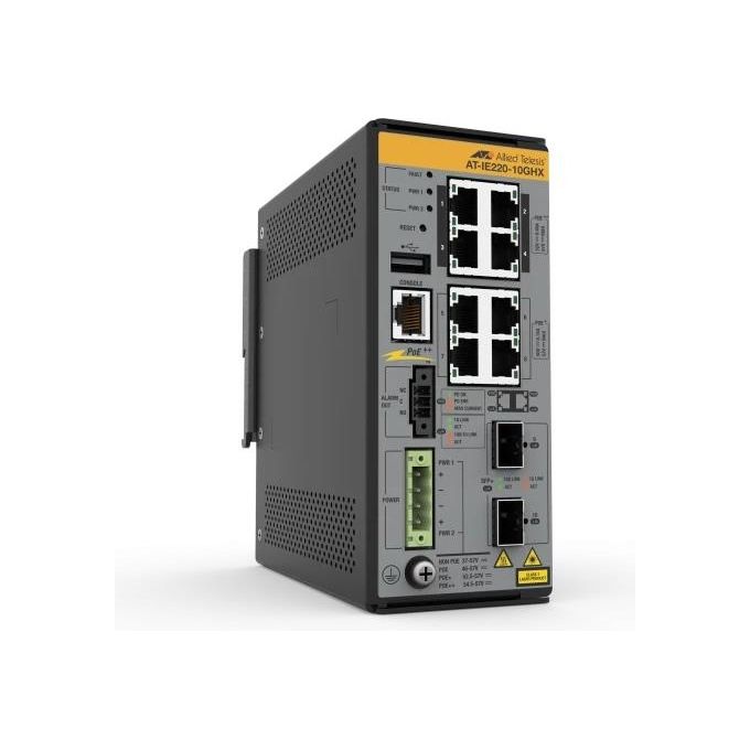 Allied Gaming ATIE22010GHX Switch Gestito L2+ 8 Porte 10-100-1000Base-T 2 Porte 1G-10G SFP+ Supporto PoE colore Grigio