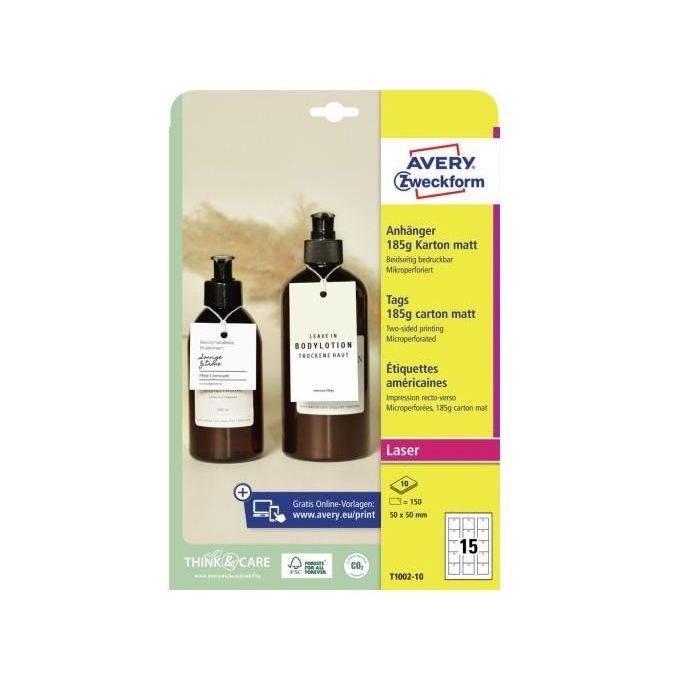 Avery Confezione 150 Cartellini Microperforati 80x50mm