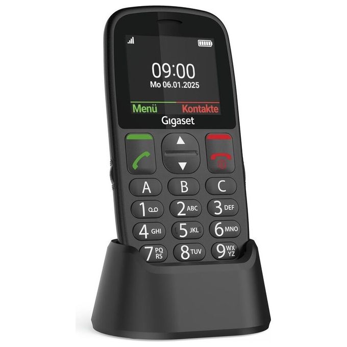 Gigaset GL395, Telefono Cellulare per Anziani, Nero, Sim Singola, Tasto SOS