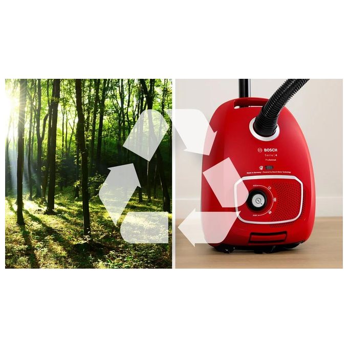 Bosch BGB41PET1 Serie 4 Aspirapolvere a Traino con Sacco 4 L 700 W Filtro HEPA 75 dB colore Rosso