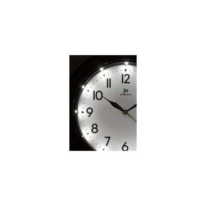 Lowell Orologio da Parete Nero 30cm Cassa in Abs Luce Led Attivabile Movimento Continuo