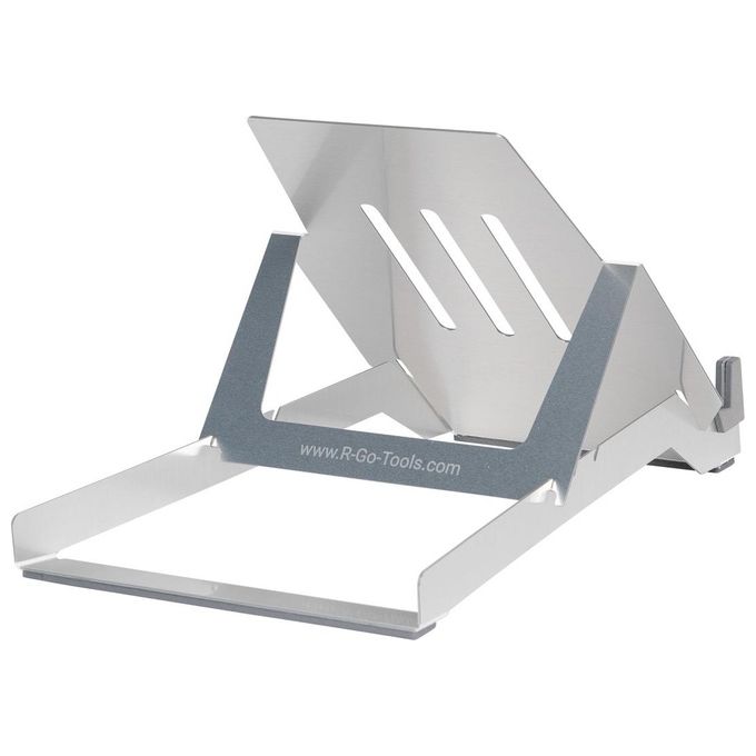 R-Go Tools RGORIBASI Supporto per laptop R-Go Riser Basic Regolabile in Altezza 3 Posizioni Alluminio HYLITE colore Argento