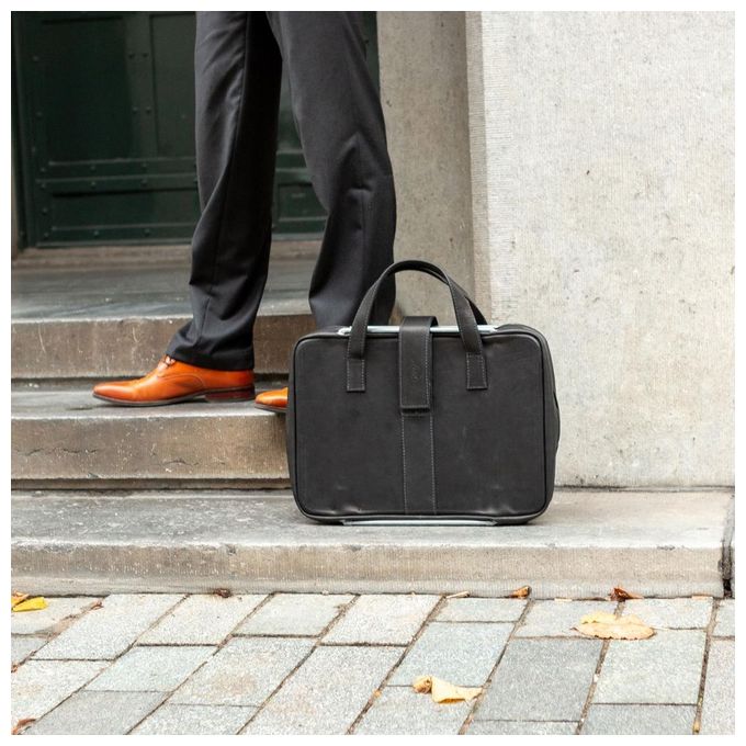 R-Go Tools RGOAVLAPBL Borsa per laptop R-Go Viva in pelle pieno fiore con supporto integrato ergonomico per laptop fino a 15.6'' colore Nero