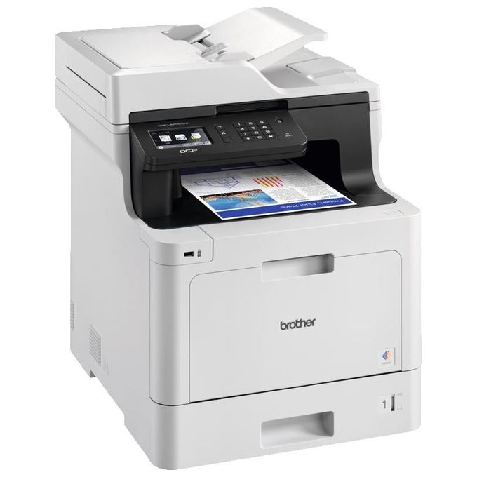 Brother DCP-L8410CDW Stampante Multifunzione Laser A4 Colori 3 in 1 31 ppm Fronte Retro WiFi LAN USB Touchscreen colore Nero Bianco