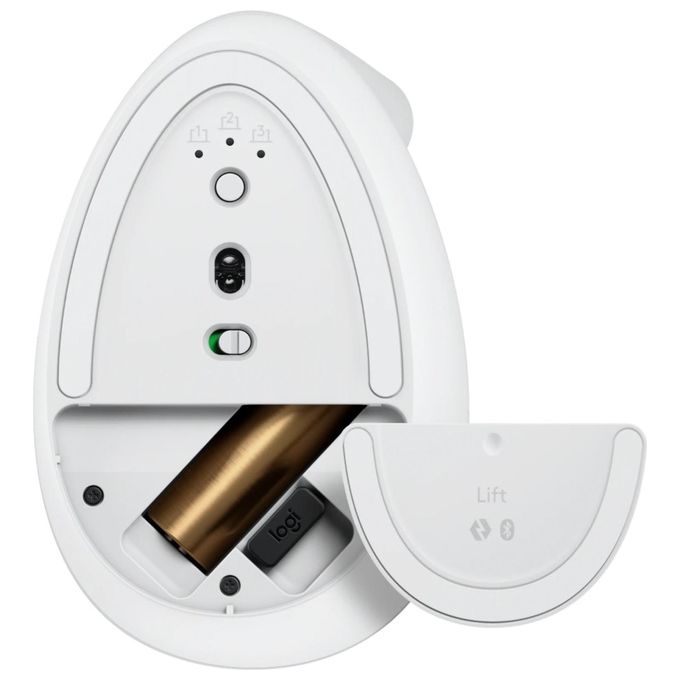 Logitech 910-006475 Lift Mouse Ergonomico Verticale Senza Fili Bluetooth Logi Bolt USB 4 Tasti 4000 DPI Clic Silenziosi colore Bianco