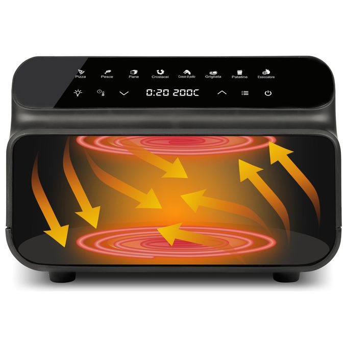 G3 Ferrari G10181 Friggisano BBQ Friggitrice ad aria 10 L 2000 W 8 Programmi Doppia Resistenza colore Nero