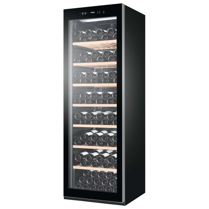 Haier HWS188GAE Cantinetta Vino 188 Bottiglie 385 L 185 cm Classe G 38 dB Zona Unica Ripiani Legno Vetro Anti UV colore Nero