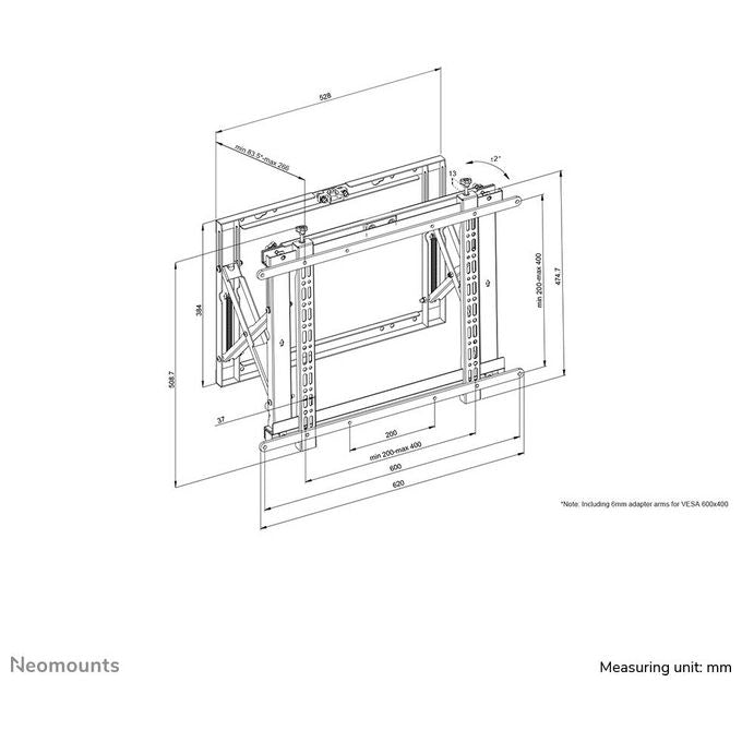 Neomounts WL95-800BL1 Supporto Videowall da Parete Pop-out per Schermi 42''-70'' VESA 200x200-600x400 mm Max 35 Kg colore Nero