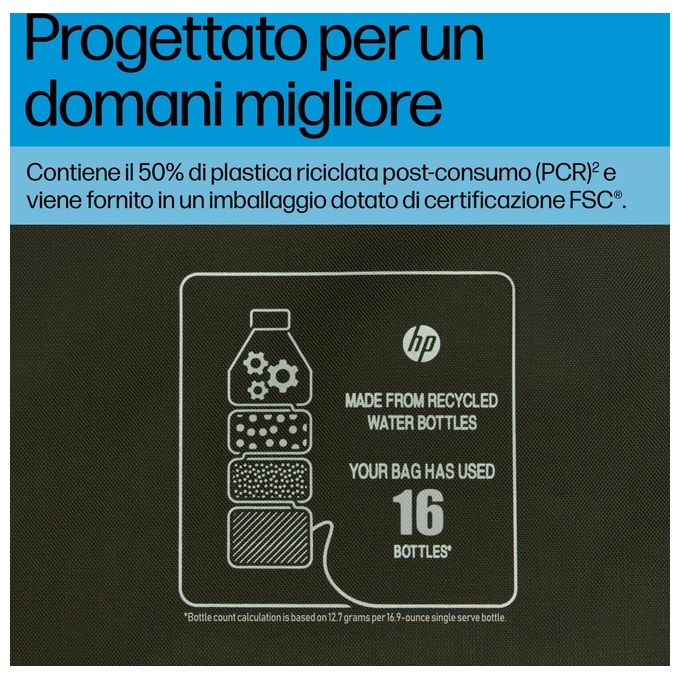HP 9J498AA Custodia Modulare per Laptop 15.6'' Resistente all'Acqua con Tracolla Rimovibile colore Verde Grigio