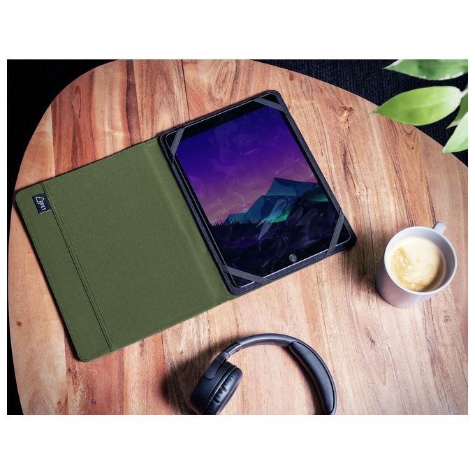 Trust 24498 Primo Custodia Folio per Tablet 10'' Universale PET Riciclato Funzione Supporto colore Verde