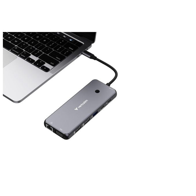 Verbatim CMH-14 Hub USB-C Multiporta Pro 14 Porte 2x HDMI 4K VGA Gigabit Ethernet SD PD 85W colore Argento