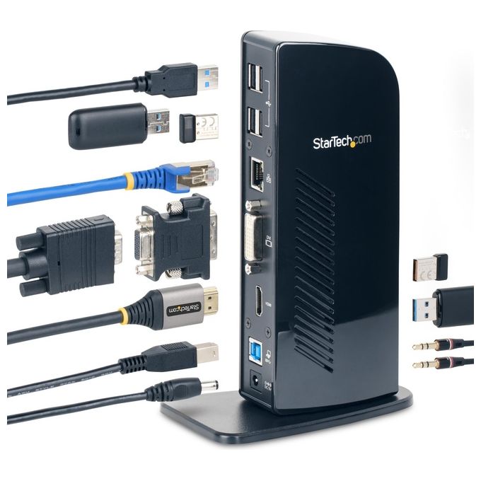 StarTech Docking station universale USB3.0 per laptop- -DVI HDMI video doppio con Ethernet audio