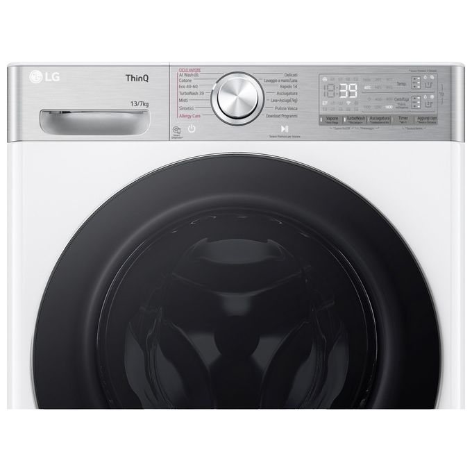 LG D4R9513TPWC Serie R9 Lavasciuga Frontale 13-7 Kg 1400 rpm Classe D AI DD TurboWash 360 Autodosaggio (85x60x61,5 cm) colore Bianco