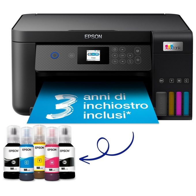Epson C11CJ63405 EcoTank ET-2850 Stampante Multifunzione Inkjet A4 3 in 1 Serbatoi Ricaricabili Wi-Fi USB 5760x1440 DPI colore Nero