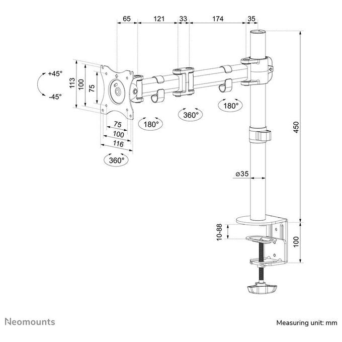 NewStar NeoMounts NM-D135BLACK KIT_ montaggio Nero Morsa per Monitor 10-30''
