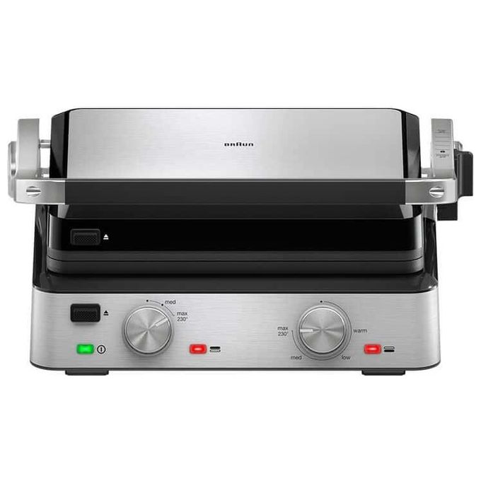 Braun CG 7020 Griglia Elettrica di Contatto 2000 W piastre in ghisa antiaderente PTFE 667 cm² fino a 6 persone colore Nero Acciaio inox