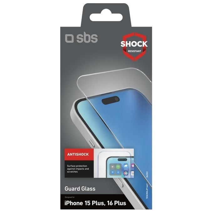 Sbs Pellicola Protettiva Glass Screen Protector per iPhone 15 Plus-16 Plus