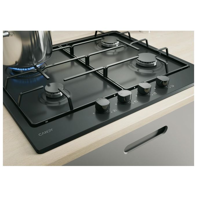 Candy CHW6BRBB Piano Cottura a Gas 4 Zone 60 cm Nero