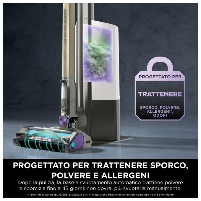 Shark IP3251EUT PowerDetect Aspirapolvere a Bastone 2 in 1 Senza Filo Autosvuotamento 0,7 L 70 min 380 W 86 dB colore Oro Grigio Viola