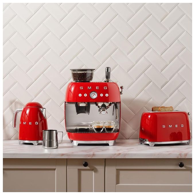 Smeg TSF01RDEU Estetica 50's Style Tostapane 2 Fette 6 Livelli di Doratura Rosso