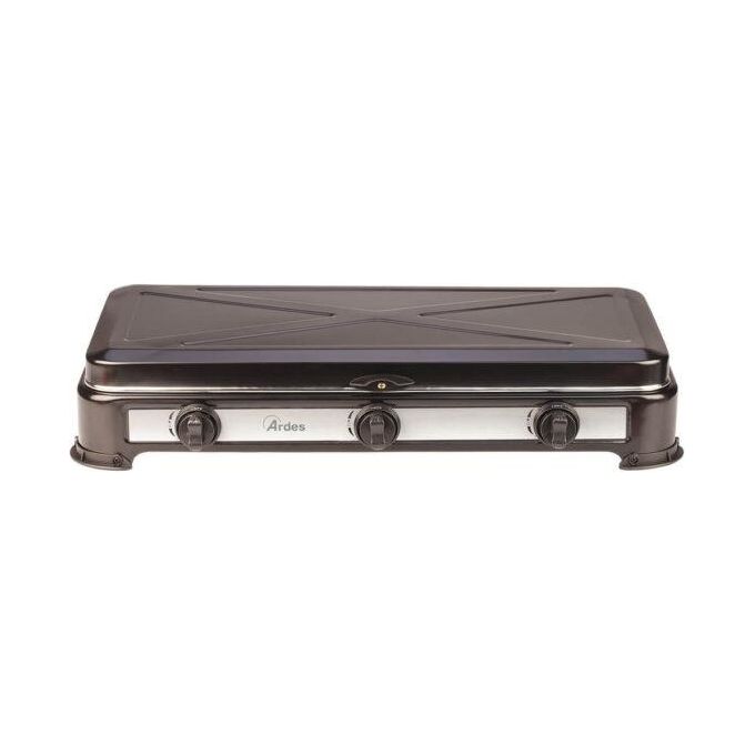 Arde Odino 3 Fornello Gpl 3 Fuochi  2900W con Coperchio Nero