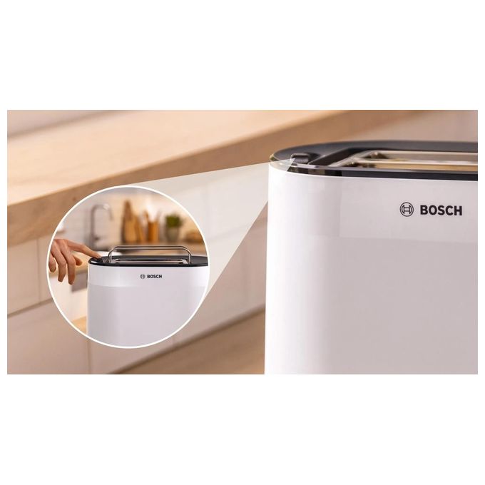Bosch TAT2M121 MyMoment Tostapane 2 Fette 950 W Funzione Scongelamento e Riscaldamento Vassoio Raccoglibriciole Rimovibile colore Bianco