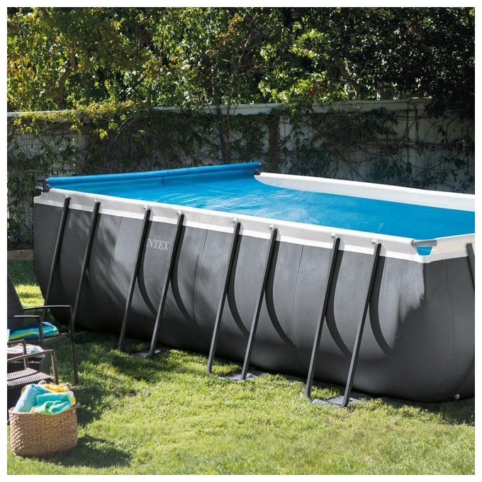 Intex Rullo Per Copertura Solare per Piscine Alluminio e PVC Grigio
