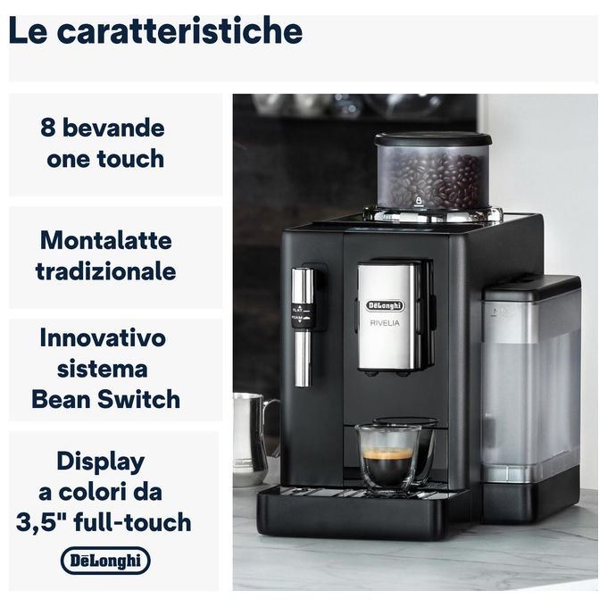 De'Longhi EXAM44035B Rivelia Macchina da caffe' Automatica 1.4 L 19 bar 1450 W Bean Switch Display Touch 8 Bevande colore Nero