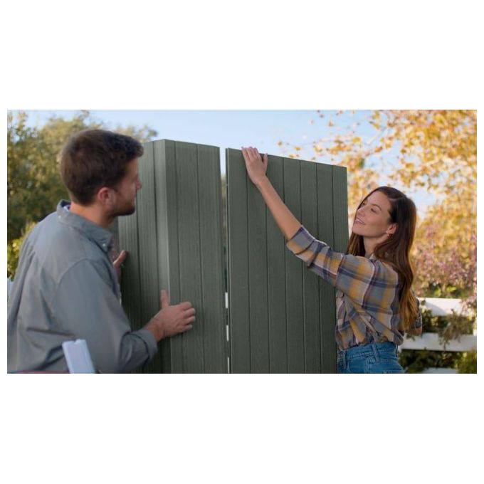 Keter 256879 Casetta da Giardino in Resina EVOTECH+ con Finestre Frontali e Pavimento Incluso colore Verde