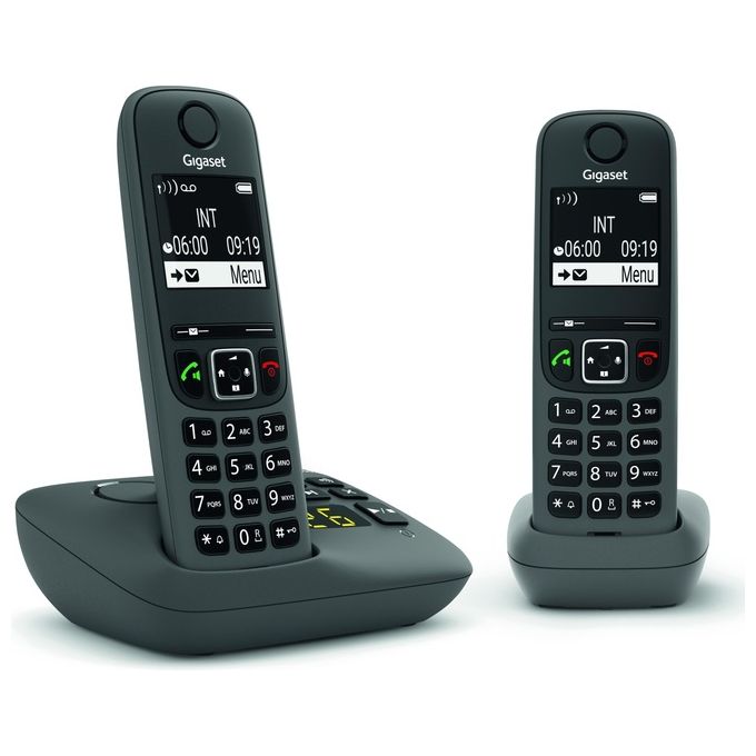 Gigaset L36852-H2830-B133 AE690A Telefono Analogico DECT con Identificatore di Chiamata e Vivavoce 2 Cornette Antracite