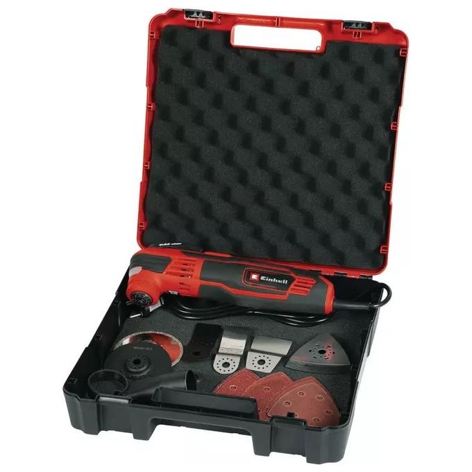 Einhell 4465155 TE-MG 350 EQ Utensile Multifunzione Oscillante 350 W 11000-20000 min^-1 con Accessori colore Nero Rosso