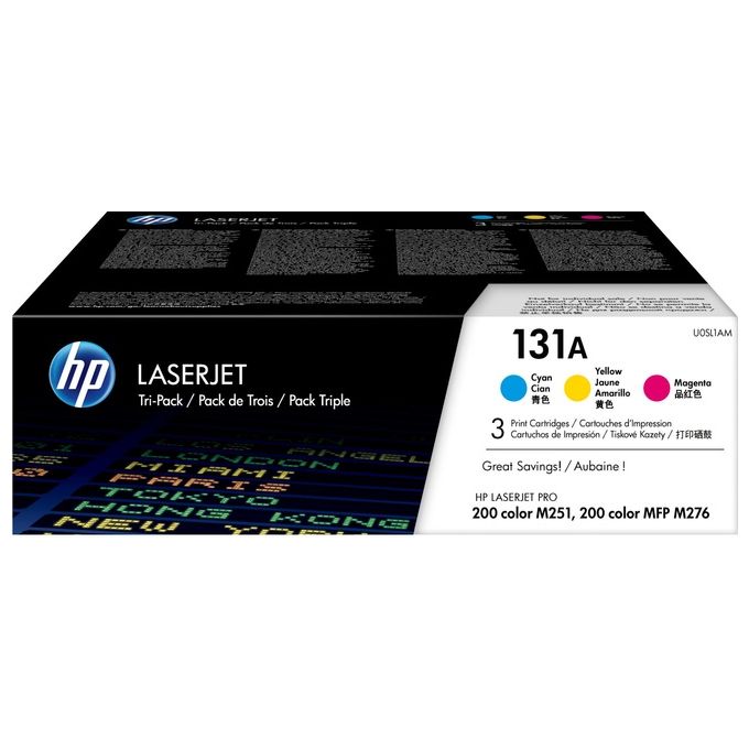 HP 131A Confezione da 3 giallo, cyan, magenta originale LaserJet cartuccia toner ( U0SL1AM )