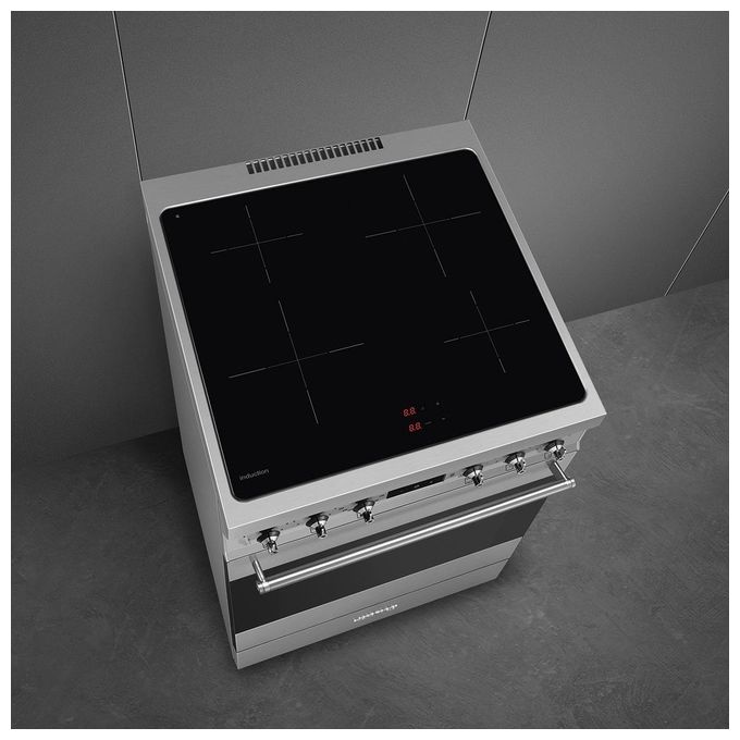 Smeg C6IMXM2 Sinfonia Cucina Piano Cottura Induzione 60 cm 4 Zone Forno Termoventilato 70 L Classe A (90x60x60 cm) colore Acciaio Inox