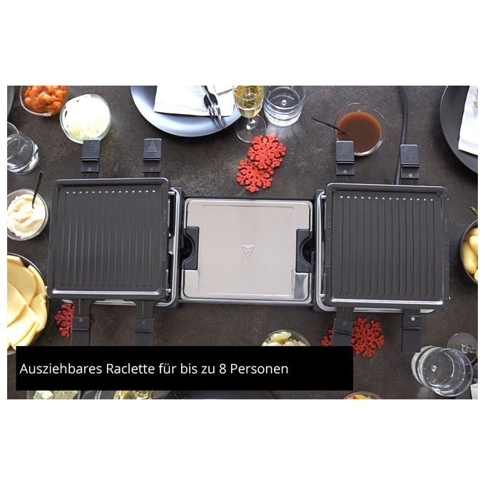 Unold 48755 Griglia per Raclette 8 persone 1300 W Piastre Antiaderenti in Ghisa colore Nero