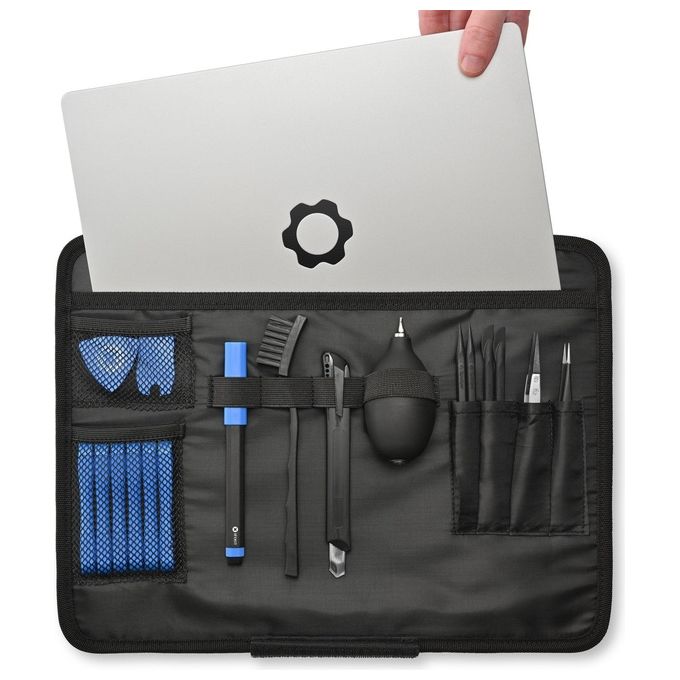 IFixit EU145278-20 Repair Business Toolkit Kit per Riparazioni con 15 Cacciaviti 4 Spudger 2 Pinzette 2 Ventose Multimetro Calibro Digitale e Borsa Messenger colore Blu-Nero