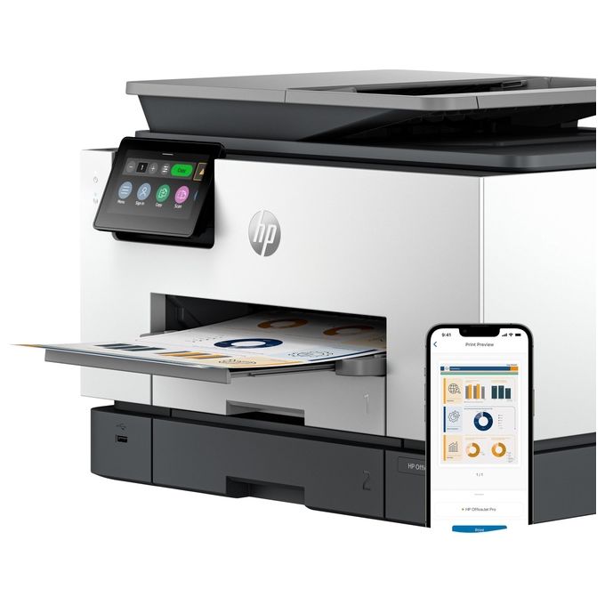 HP 4U561B OfficeJet Pro 9130b Stampante Multifunzione Inkjet Colore Stampa Copia Scansione Fax Wi-Fi Fronte Retro ADF 500 fogli colore Grigio
