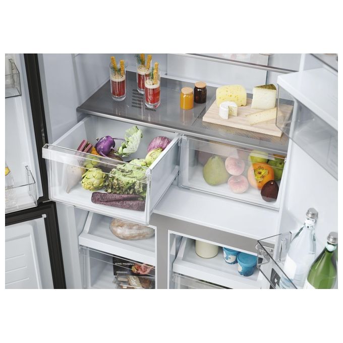 Haier HCR3818EWMM Cube 83 Frigorifero 4 Porte 463 L 181 cm Classe E 35 dB No Frost Dispenser Acqua colore Platino