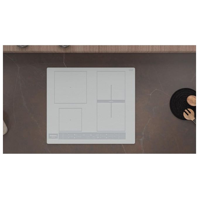 Hotpoint, Piano Cottura a Induzione HB 8460B NE-W, 59 cm, Bianco, 4 Zone, Comandi Touch